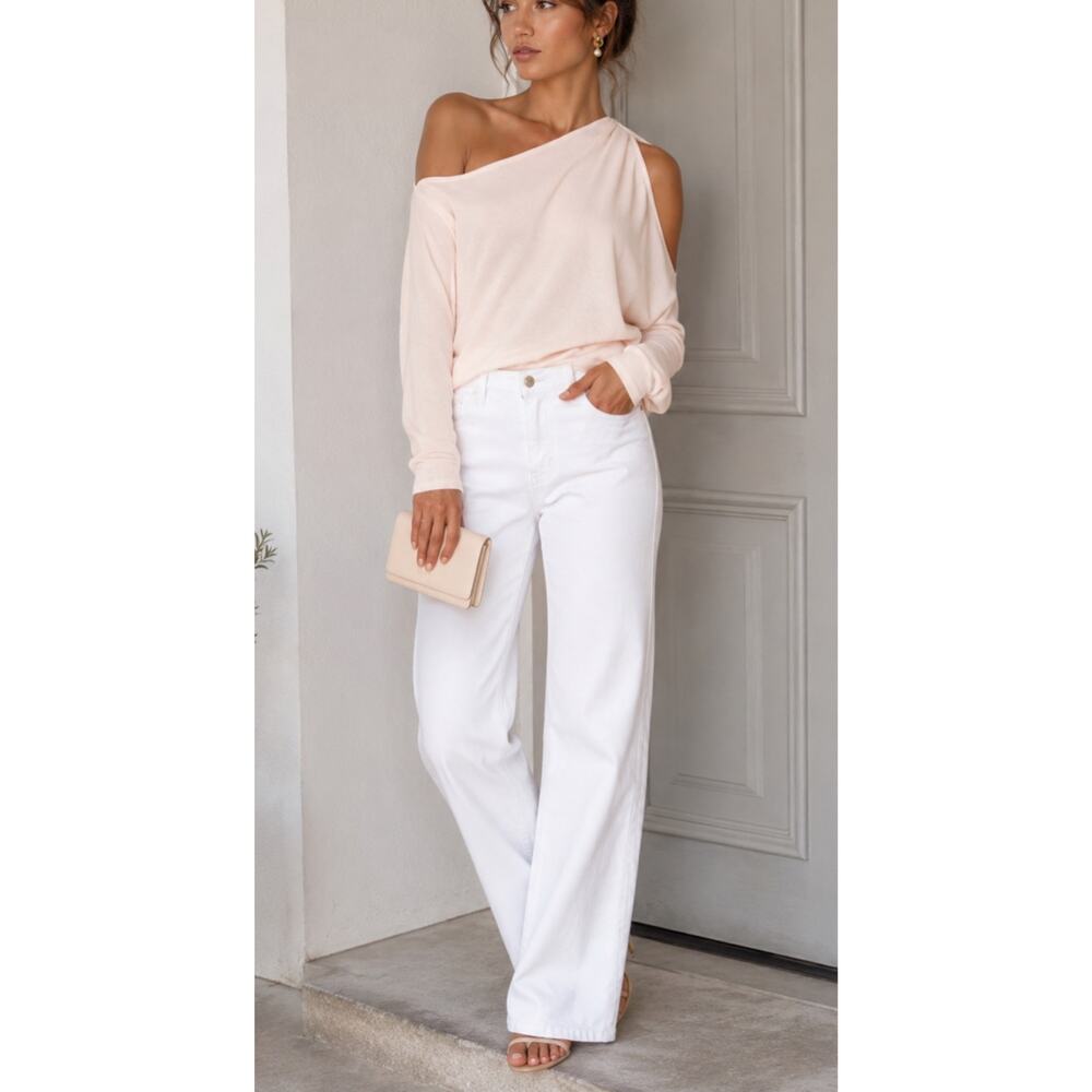 Dion Lee Falling Knit Sweater Pink Merino Wool One Shoulder Cutout US 4